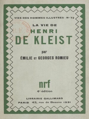 cover image of La vie de Henri de Kleist